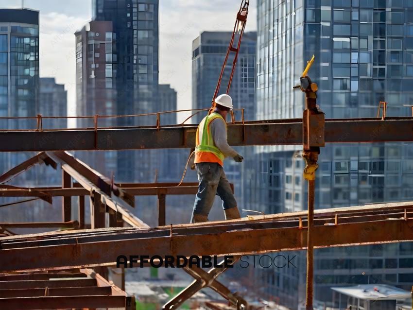 Construction Worker on a Skyscraper