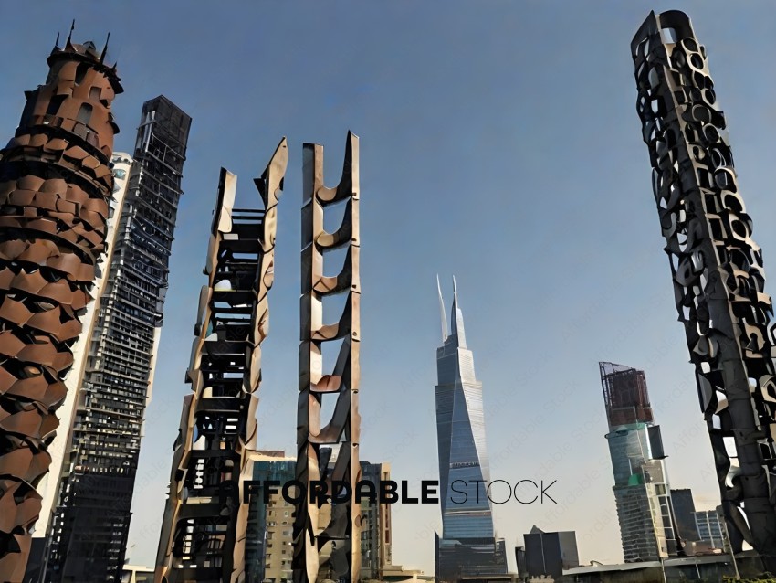Tall buildings with a sky backdrop