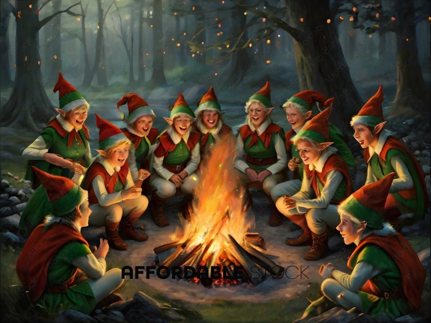 Elves Sitting Around a Fire
