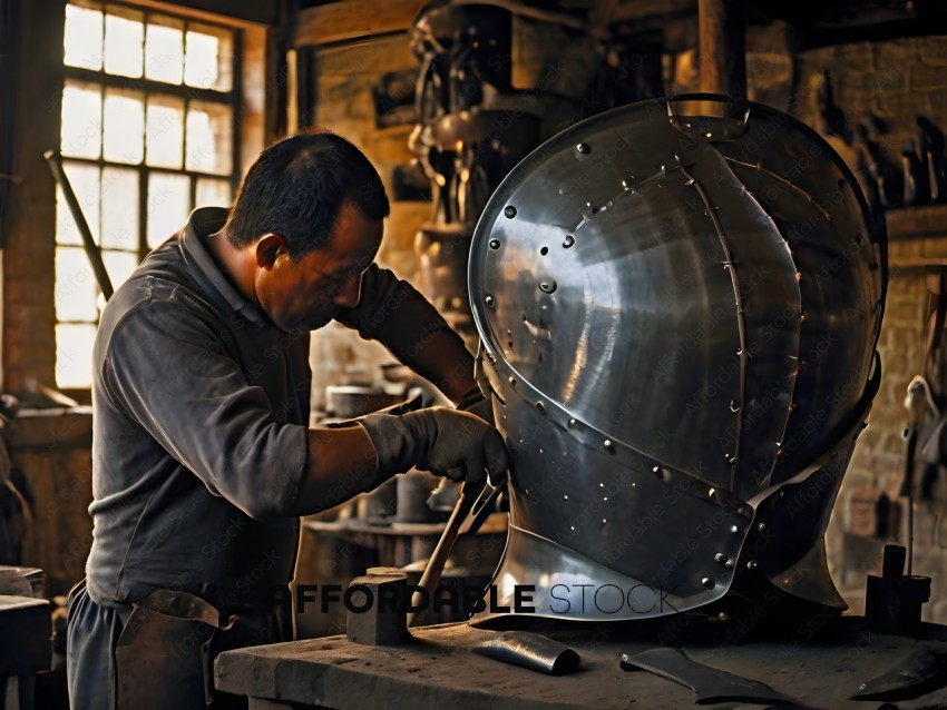 A man working on a metal object