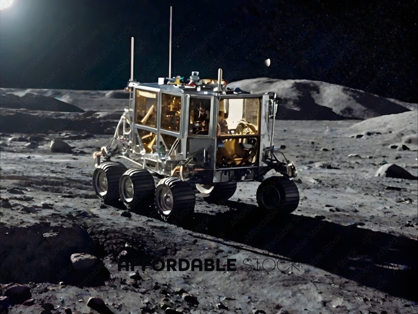 A robotic vehicle on the moon