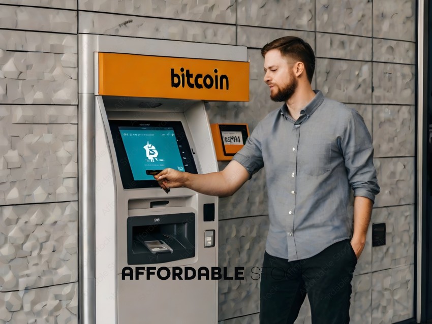 Man using a Bitcoin ATM