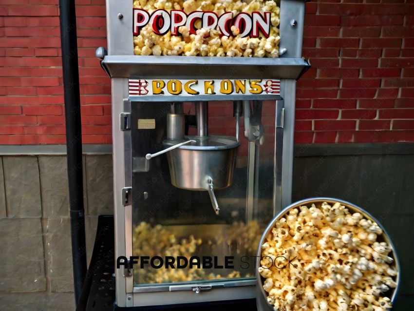 Popcorn Machine with Popcorn in a Bucket