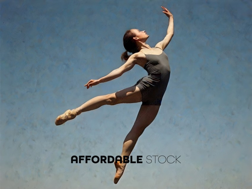 A female ballet dancer in mid-leap