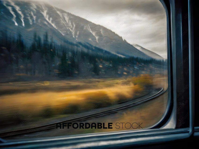 Train traveling through mountainous countryside