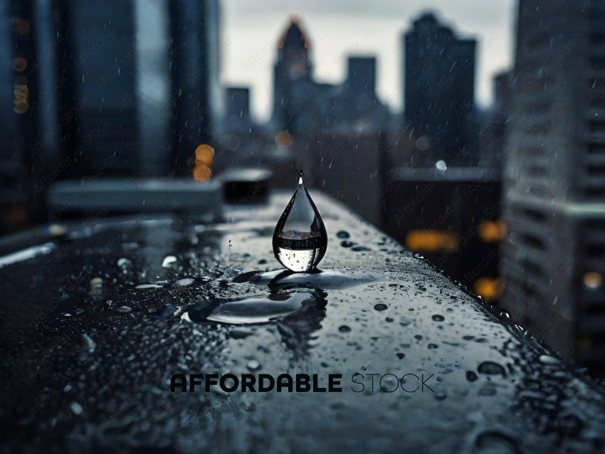 A single drop of water on a rooftop