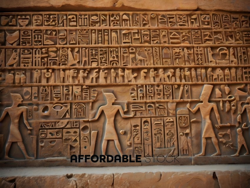 Ancient Egyptian Hieroglyphics on a Wall