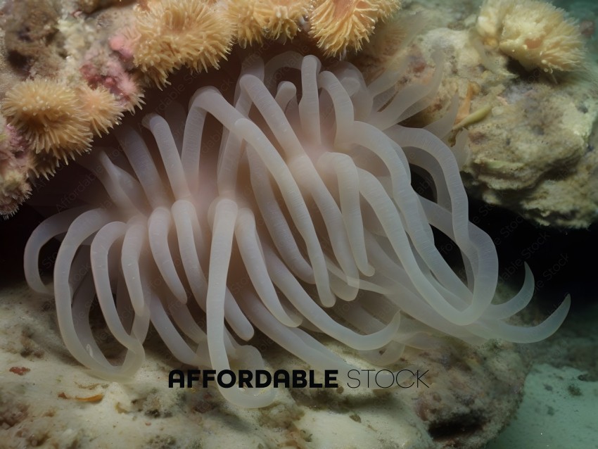 A close up of a sea anemone with its tentacles extended