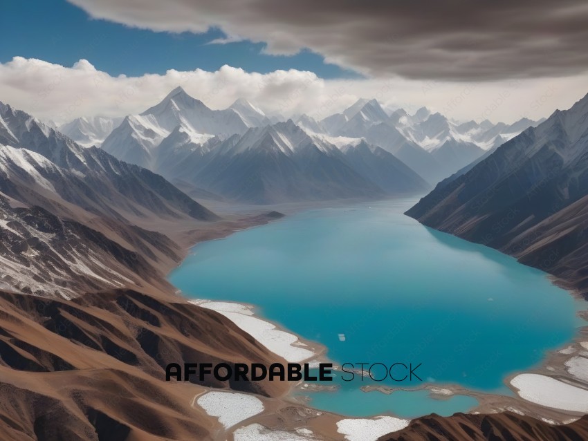 A breathtaking view of a large lake surrounded by mountains