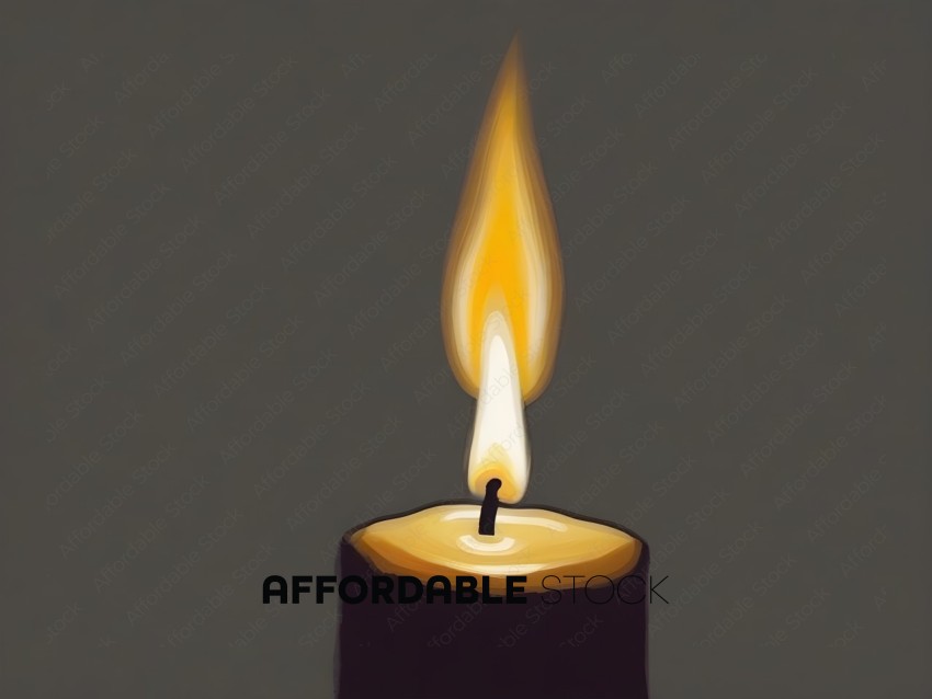 A candle with a flame in the middle