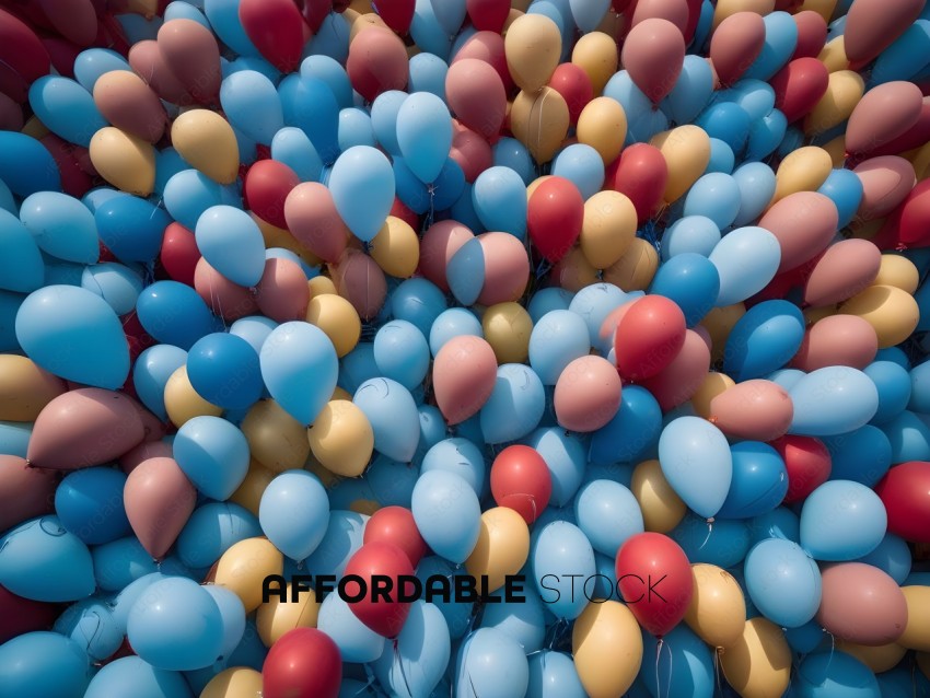 Balloons in a pile of different colors