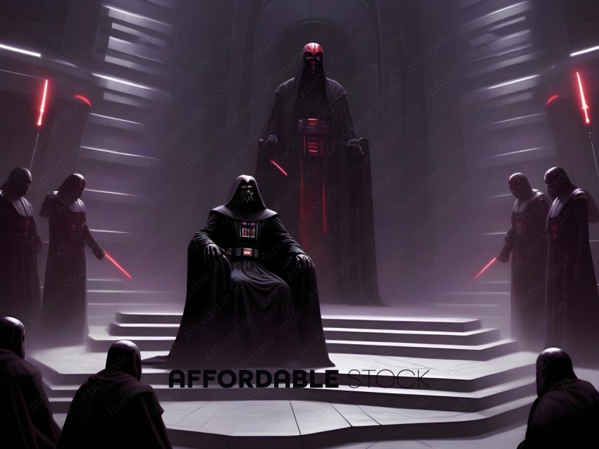 Darth Vader Sits on a Throne with Two Guards