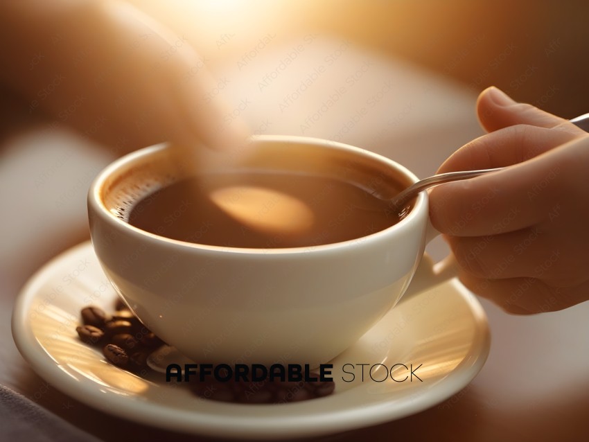 A person is pouring a cup of coffee
