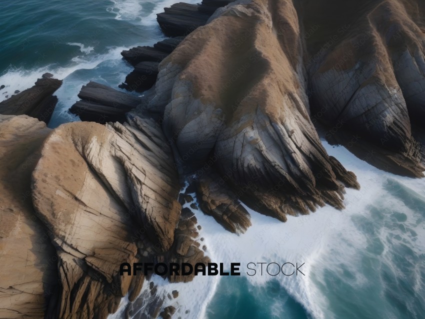 A rocky coastline with a large rock formation