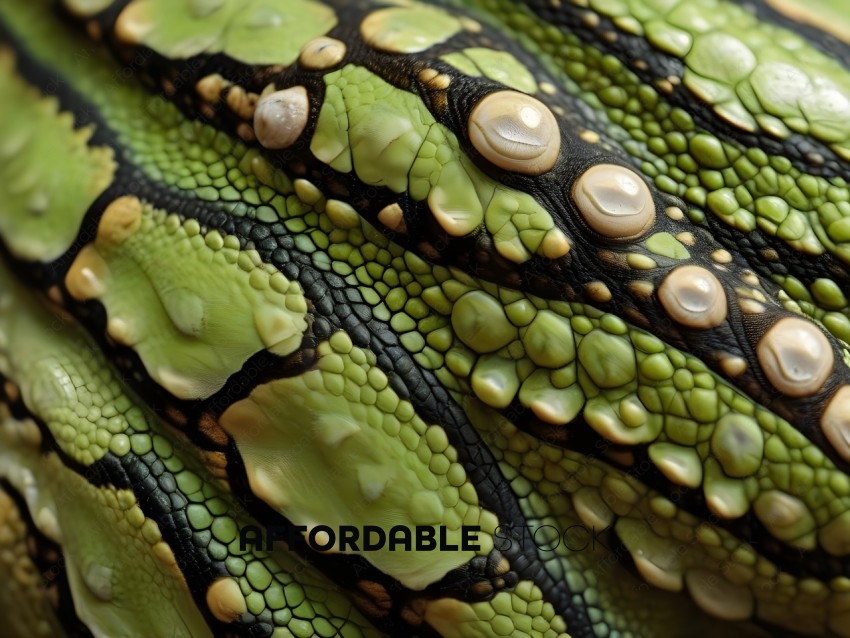 A close up of a lizard's skin with bumps and holes