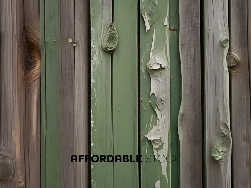 Green Wooden Wall with Peeling Paint