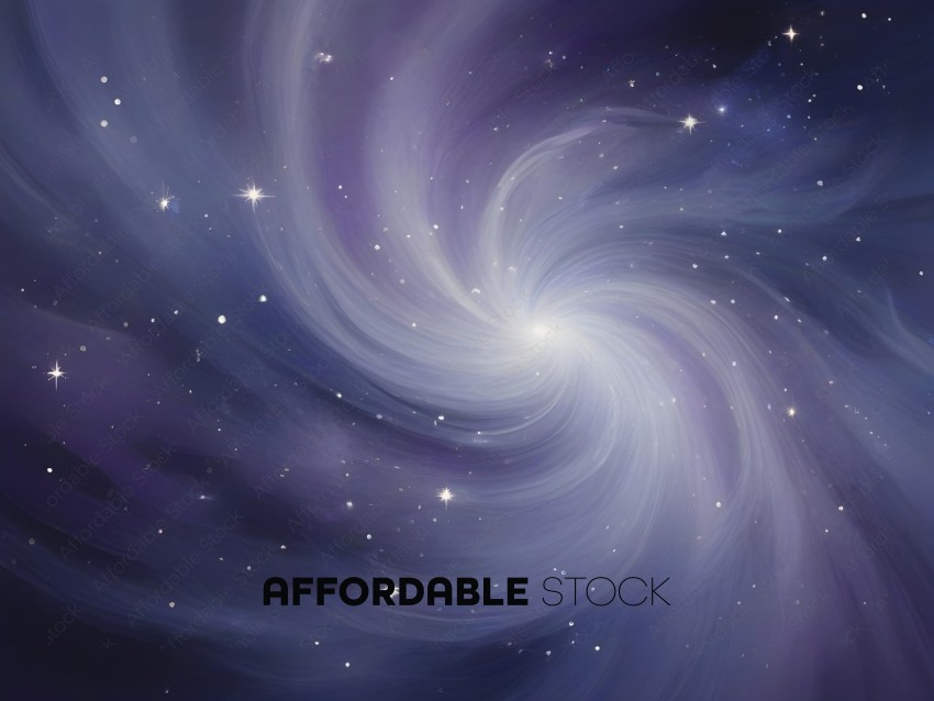 A purple spiral galaxy with stars