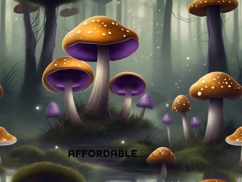 A group of mushrooms in a forest