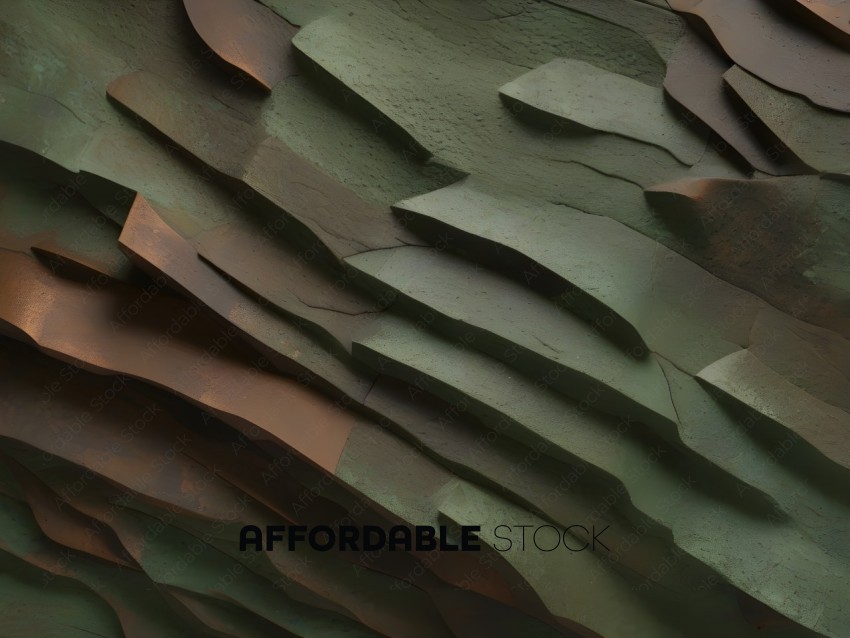 A close up of a green and brown sculpture