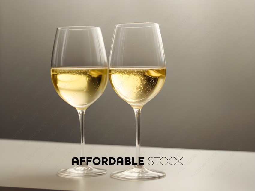 Two glasses of wine on a table