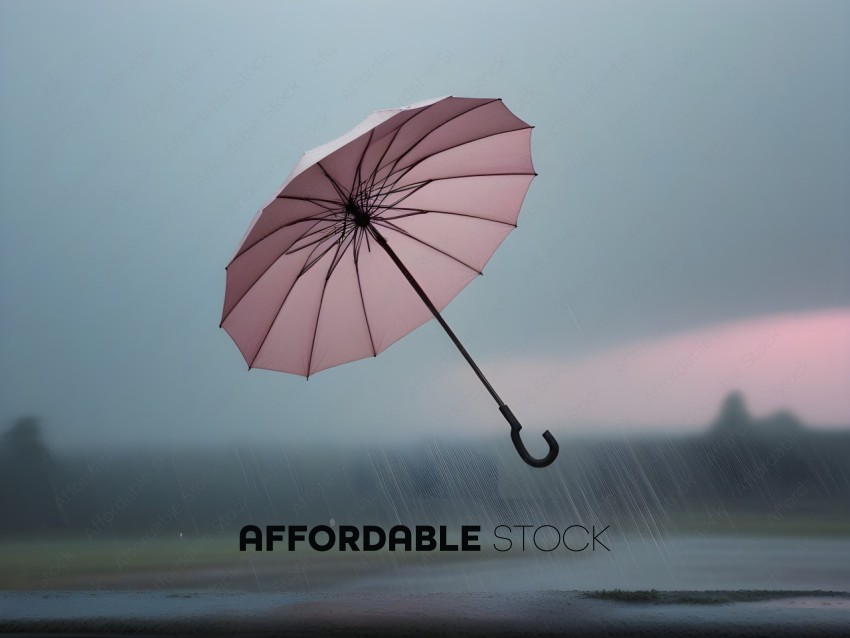 A Pink Umbrella in the Rain