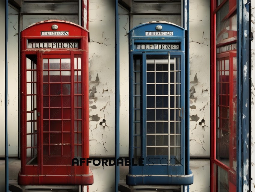 Red and Blue Telephone Booths
