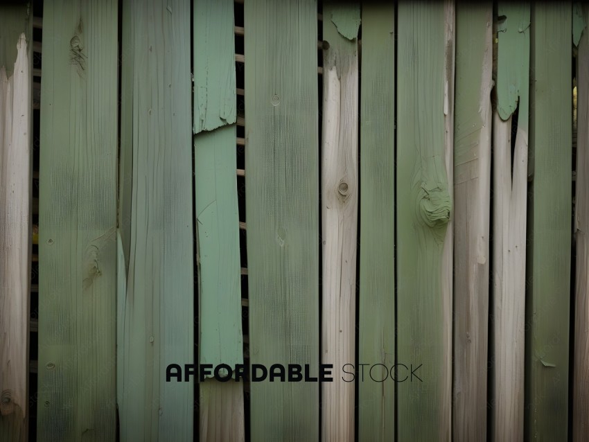 Green and white wooden fence with peeling paint