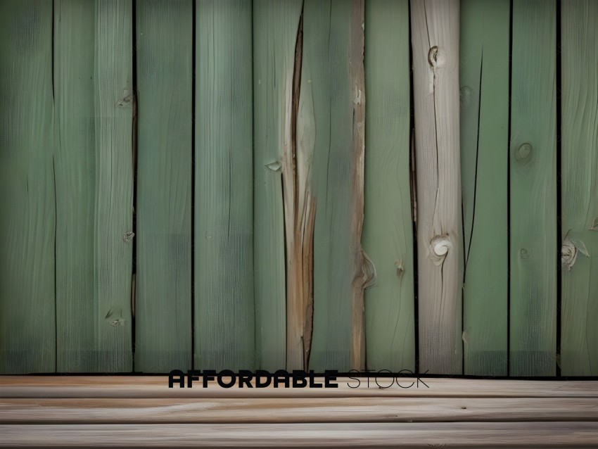 A wooden fence with a green stripe