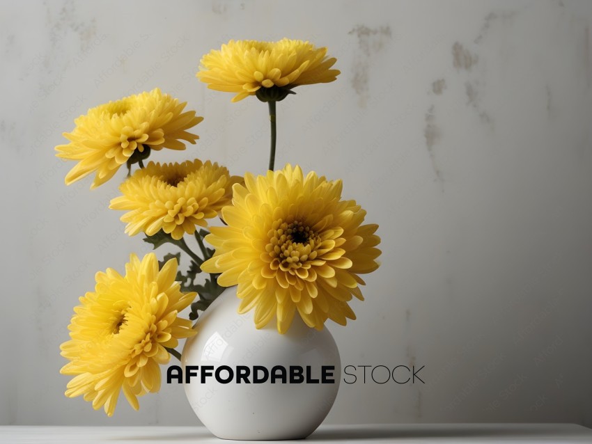 White Vase with Yellow Flowers