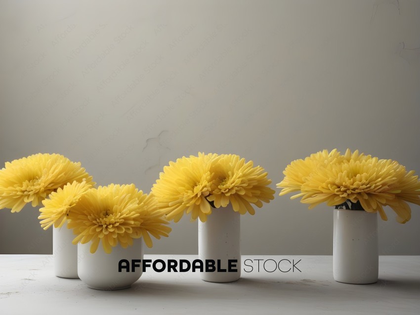 White Vases with Yellow Flowers