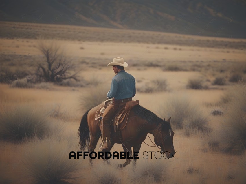 A man riding a horse in a field