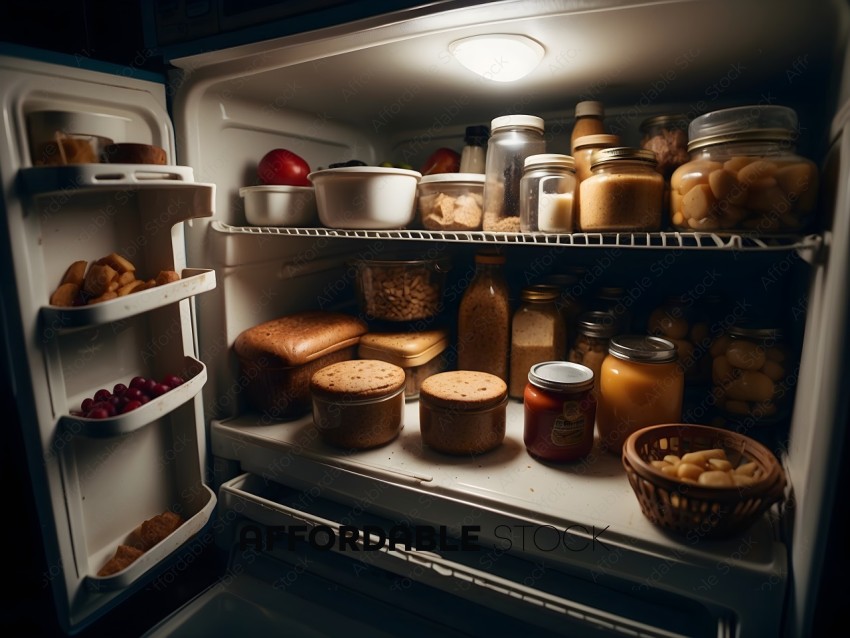 A well stocked refrigerator with a variety of foods