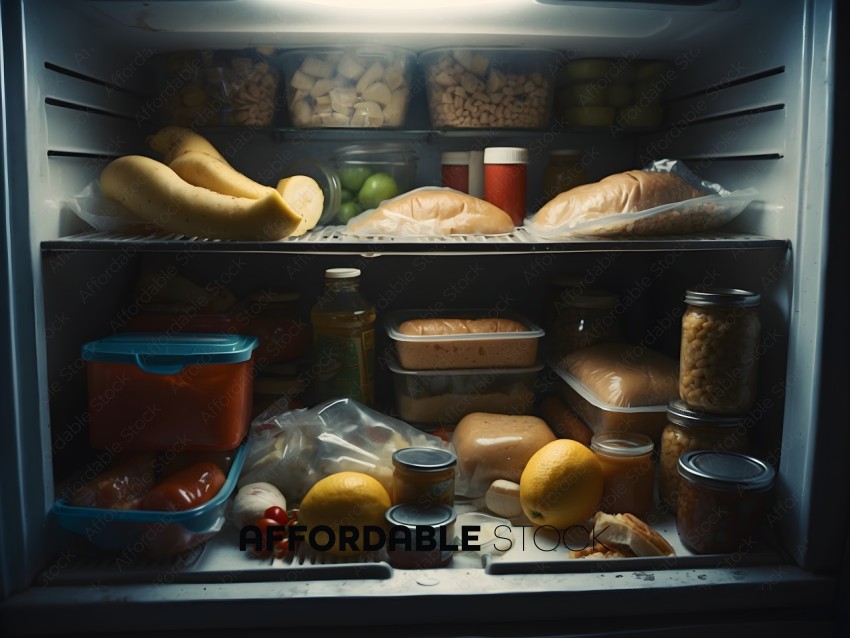 A refrigerator filled with food and drinks