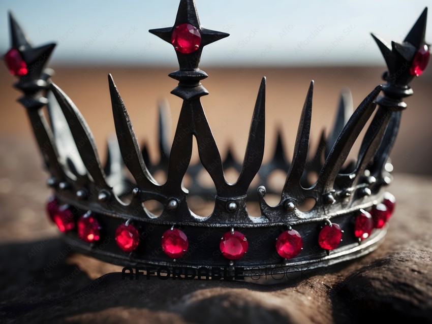 A crown with red gems on it