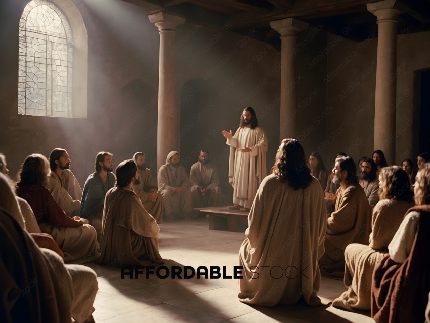 Jesus Preaches to a Group of Religious Figures