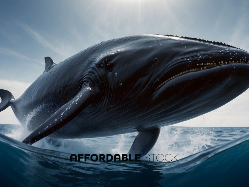 A large black whale swimming in the ocean