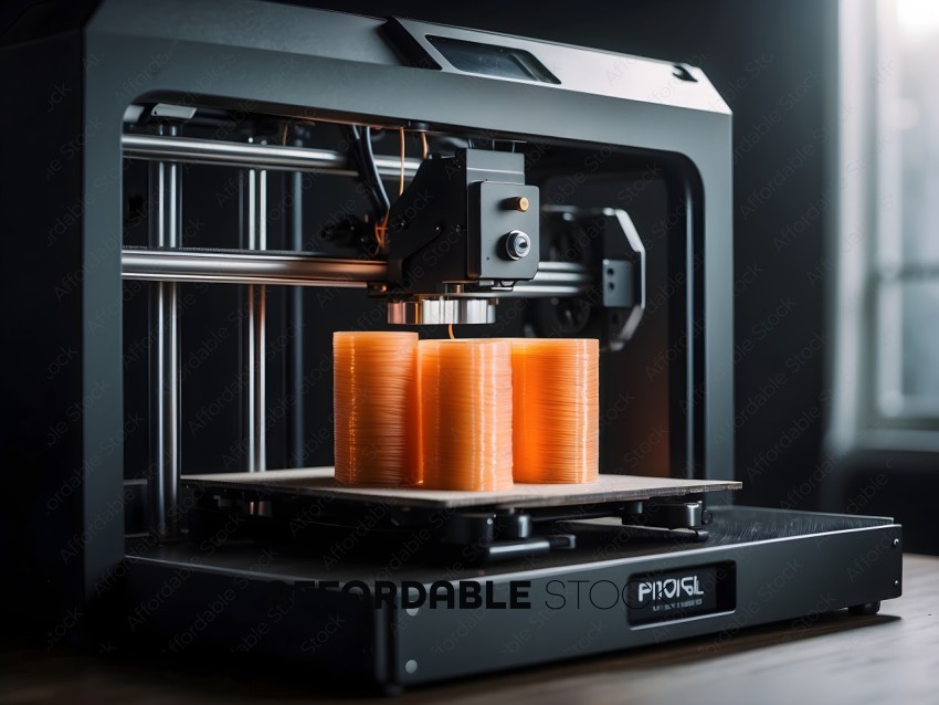 A 3D printer with a plastic object being printed