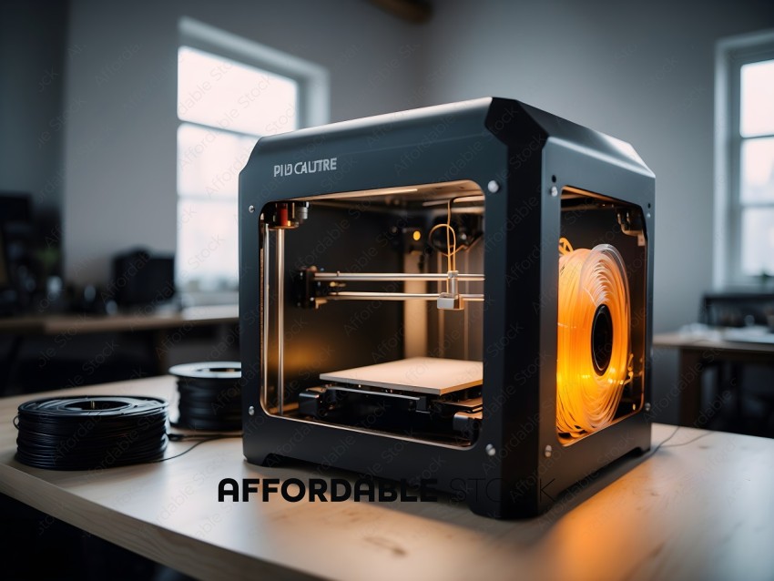 A 3D printer with a spool of filament