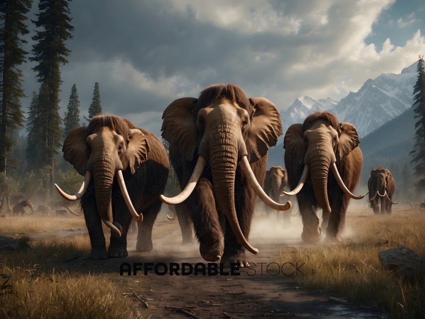 A herd of elephants walking through a field