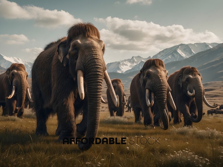A herd of elephants walking through a field