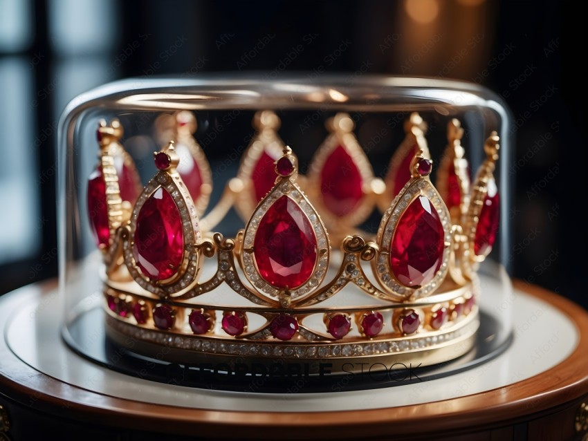 A crown with red gems and gold