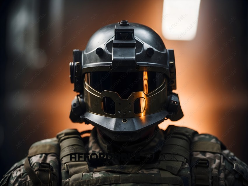 Camouflage Soldier Wearing Helmet