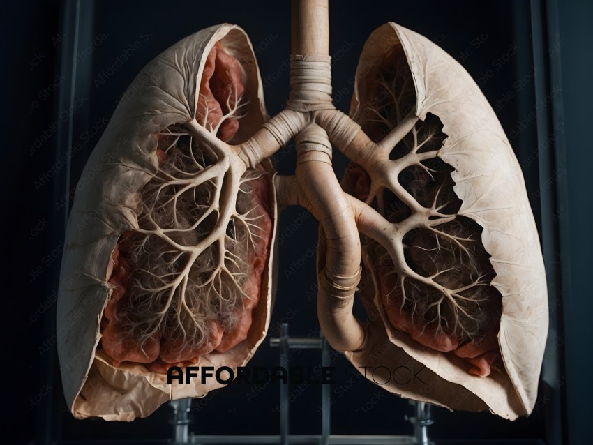 A close up of a human lung with a cord around it