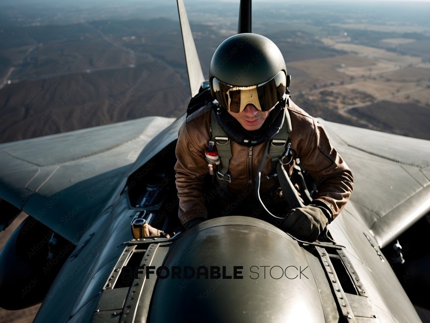 Pilot in a jet fighter plane