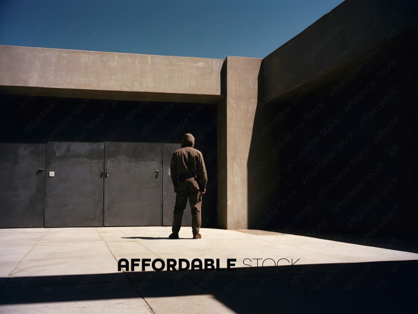 Man standing in front of a concrete building