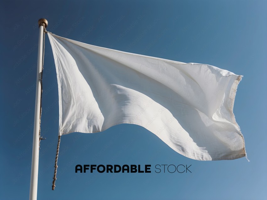 A white flag with a blue sky in the background