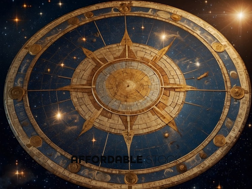 An ancient map of the stars on a blue background