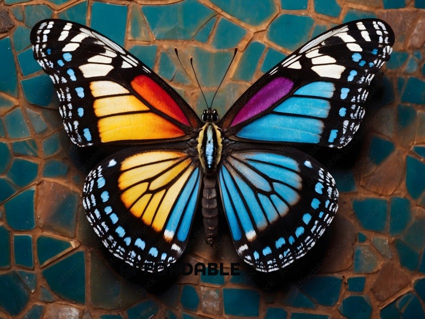A butterfly with a rainbow of colors
