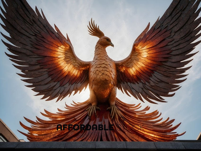 A golden eagle statue with outstretched wings