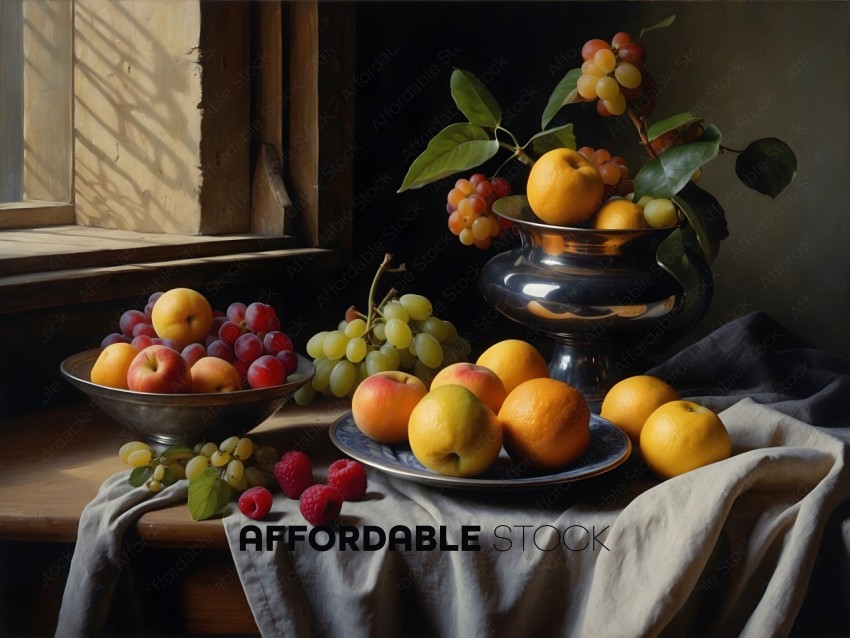 A Still Life of Fruit and Grapes
